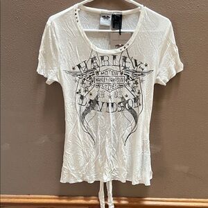 Harley-Davidson White Graphic Women's Top